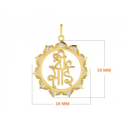 Auspicious Shri Sai Pendant in Gold studded with diamonds